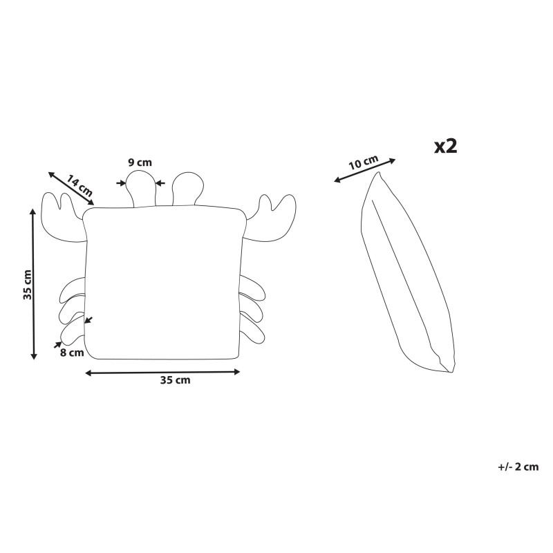 2 bawełniane poduszki dla dzieci krab 35 x 35 cm różowe JARGALLI