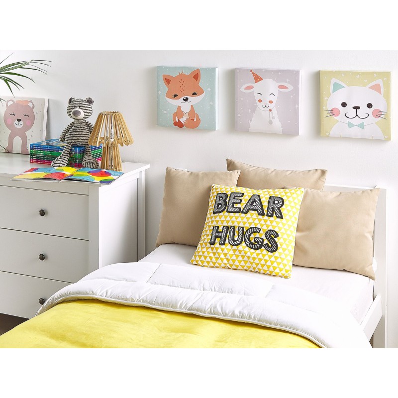 2 bawełniane poduszki dla dzieci z nadrukiem 40 x 40 cm żółte RADZKOT