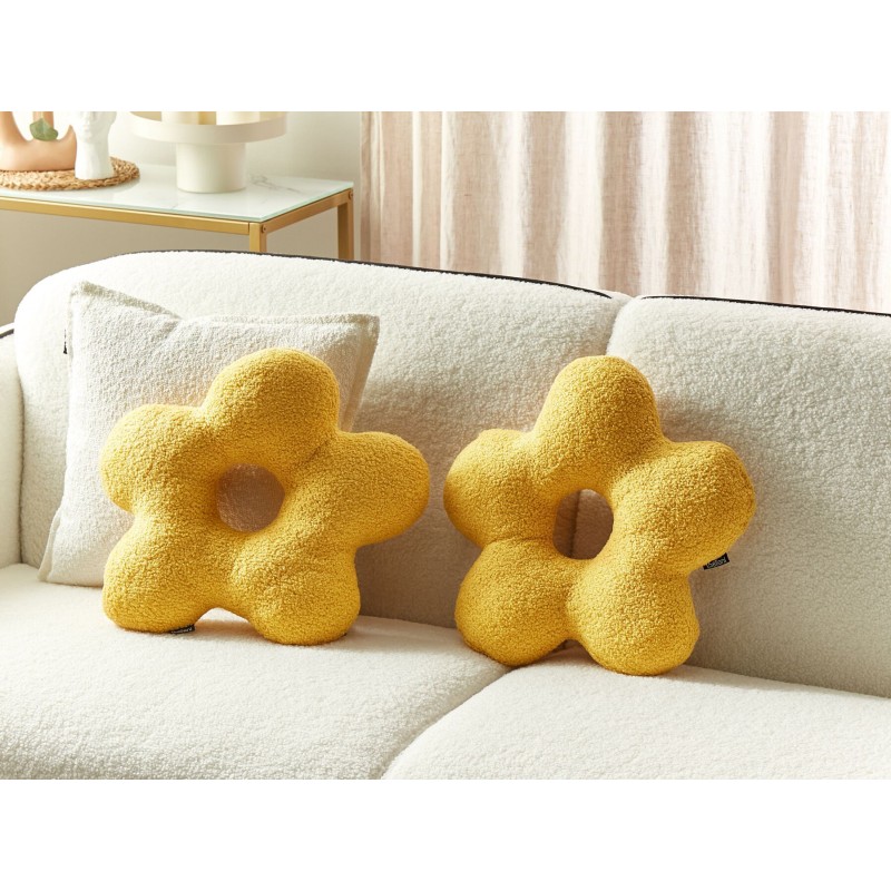 Zestaw 2 poduszek dekoracyjnych CAMPONULA Boucle 40 x 40 cm Żółty Jednolity