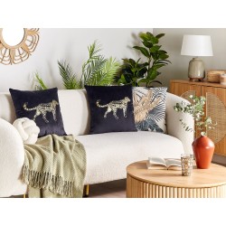 Zestaw 2 poduszek dekoracyjnych MARULA Welur 45 x 45 cm Czarny Wzór zwierzęcy