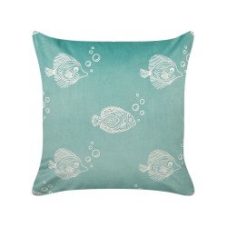 2 welurowe poduszki dekoracyjne wzór w ryby 45 x 45 cm zielone SOLIDAGO