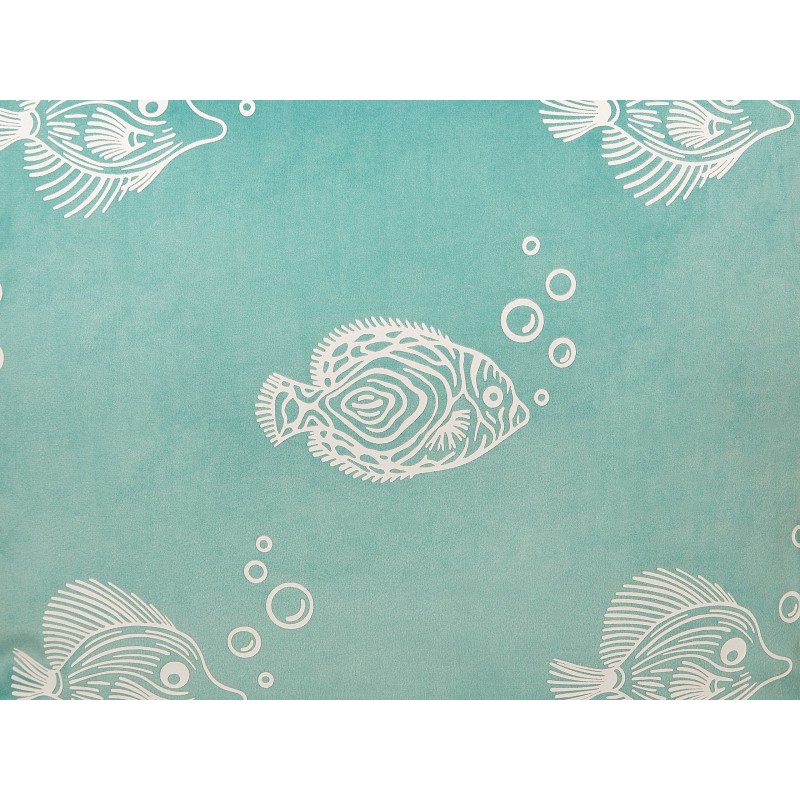2 welurowe poduszki dekoracyjne wzór w ryby 45 x 45 cm zielone SOLIDAGO