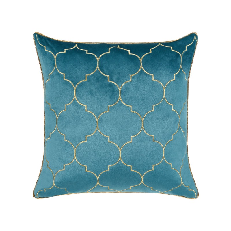 Zestaw 2 poduszek dekoracyjnych ALYSSUM Welur 45 x 45 cm Niebieski Wzór marokańskiej koniczyny