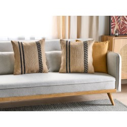 Zestaw 2 poduszek dekoracyjnych DESALIX Juta 45 x 45 cm Beżowy W paski