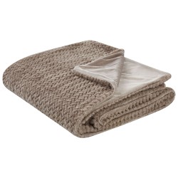 Narzuta na łóżko SURMI Sztuczne futro 150 x 200 cm Jasnobrązowy