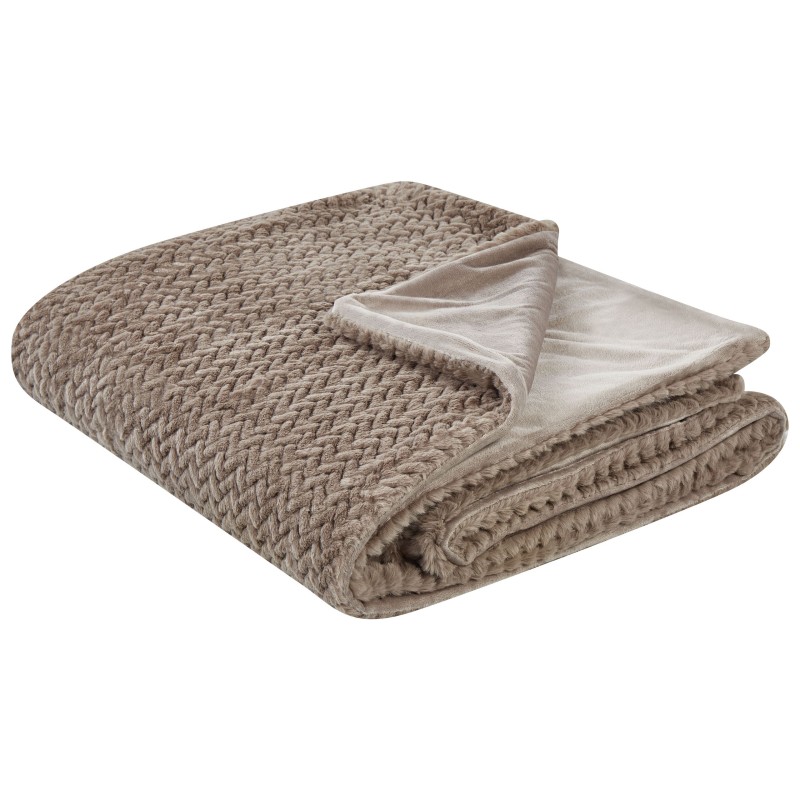 Narzuta na łóżko SURMI Sztuczne futro 150 x 200 cm Jasnobrązowy