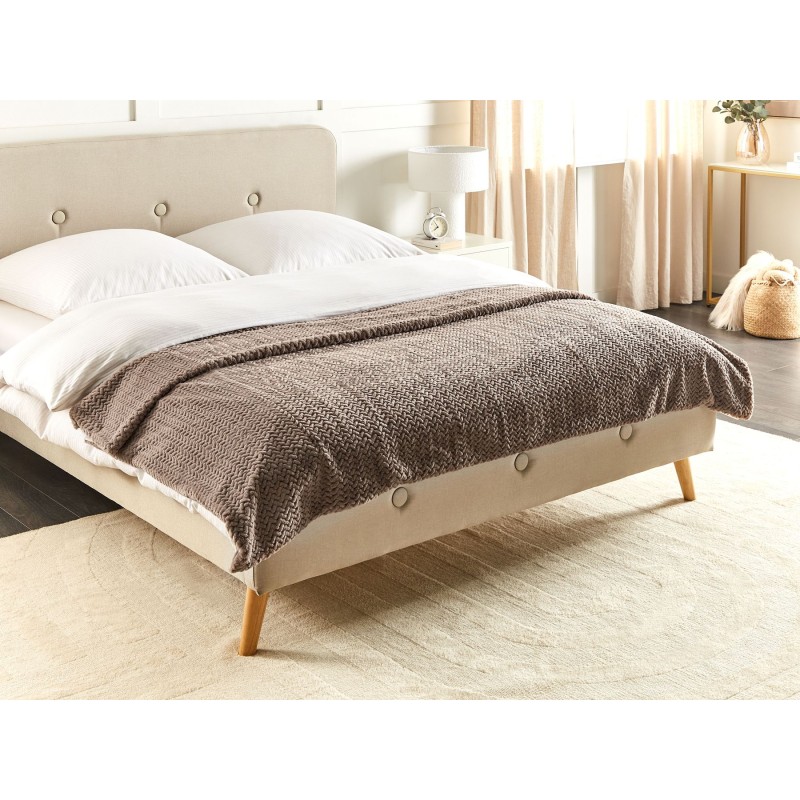 Narzuta na łóżko SURMI Sztuczne futro 150 x 200 cm Jasnobrązowy