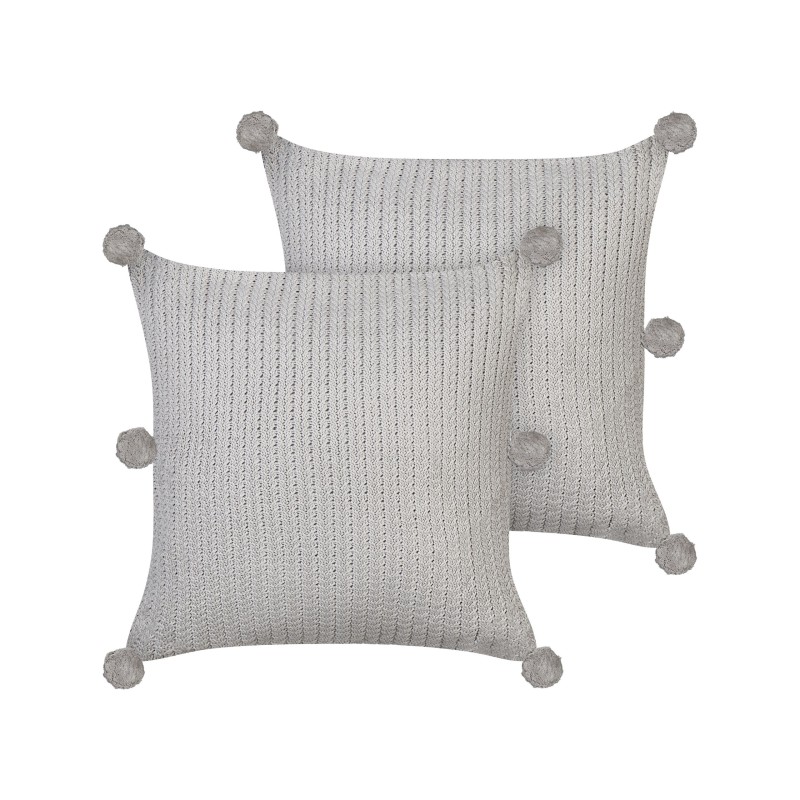 Zestaw 2 poduszek dekoracyjnych OCOTEA Bawełna 45 x 45 cm Szary Jednolity