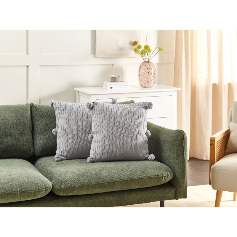 Zestaw 2 poduszek dekoracyjnych OCOTEA Bawełna 45 x 45 cm Szary Jednolity