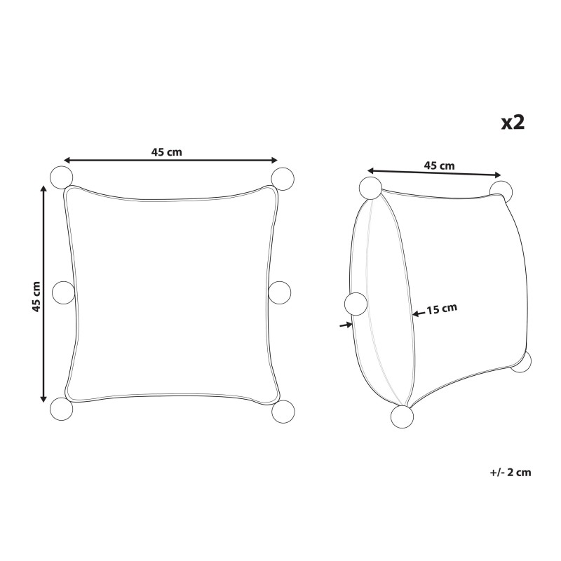 Zestaw 2 poduszek dekoracyjnych OCOTEA Bawełna 45 x 45 cm Szary Jednolity