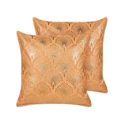 Zestaw 2 poduszek dekoracyjnych HOYA Bawełna 45 x 45 cm Pomarańczowy Wzór geometryczny