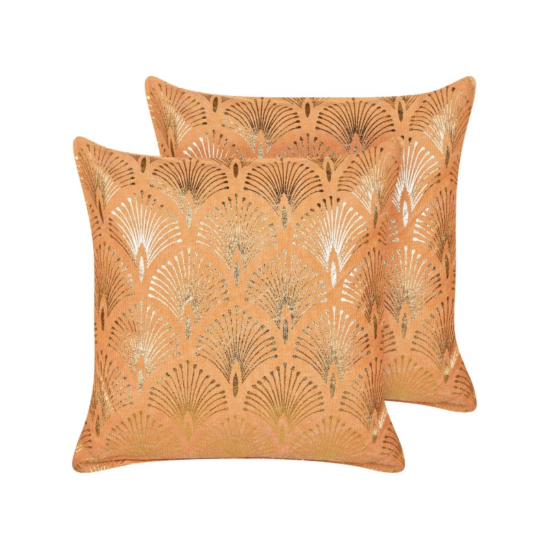 Zestaw 2 poduszek dekoracyjnych HOYA Bawełna 45 x 45 cm Pomarańczowy Wzór geometryczny