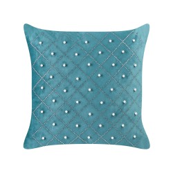 Zestaw 2 poduszek dekoracyjnych YARROW Welur 45 x 45 cm Lazurowy Wzór geometryczny