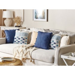 Poduszka dekoracyjna DATURA Bawełna 45 x 45 cm Niebieski Wzór geometryczny