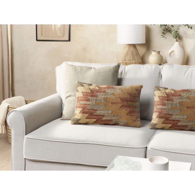 Zestaw 2 poduszek dekoracyjnych DEEPOR Juta 30 x 50 cm Kolorowy Wzór orientalny
