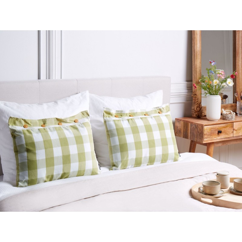 Zestaw 2 poduszek dekoracyjnych TAMNINE 40 x 60 cm Jasnozielony W kratkę