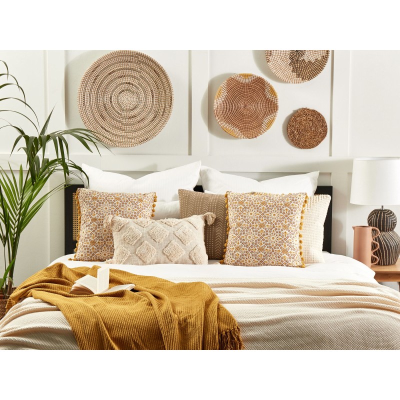 Poduszka dekoracyjna LYCROIS Bawełna 45 x 45 cm Żółty Wzór kwiatowy