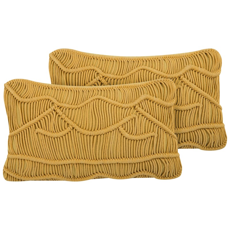 Zestaw 2 poduszek dekoracyjnych KIRIS Bawełna 30 x 50 cm Żółty Wzór geometryczny