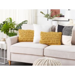 Zestaw 2 poduszek dekoracyjnych KIRIS Bawełna 30 x 50 cm Żółty Wzór geometryczny