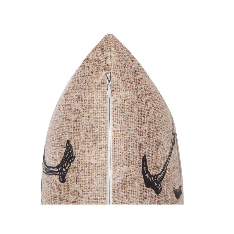 Poduszka dekoracyjna MORTESTI Welur 45 x 45 cm Jasnobeżowy Wzór abstrakcyjny