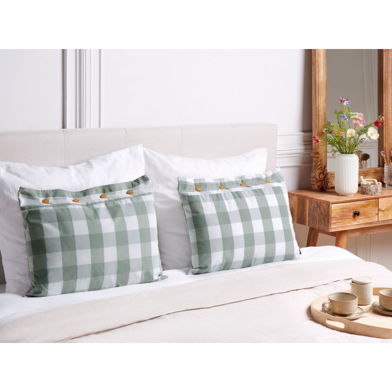Zestaw 2 poduszek dekoracyjnych TAMNINE 40 x 60 cm Miętowy W kratkę