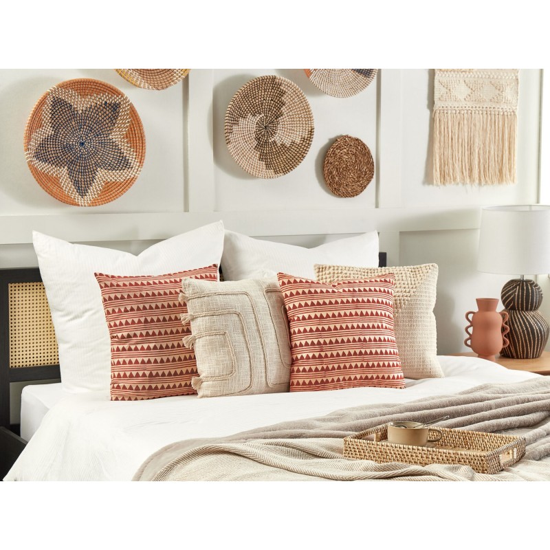 Zestaw 2 poduszek dekoracyjnych DEGLUPTA Bawełna 45 x 45 cm Czerwony Wzór zygzak