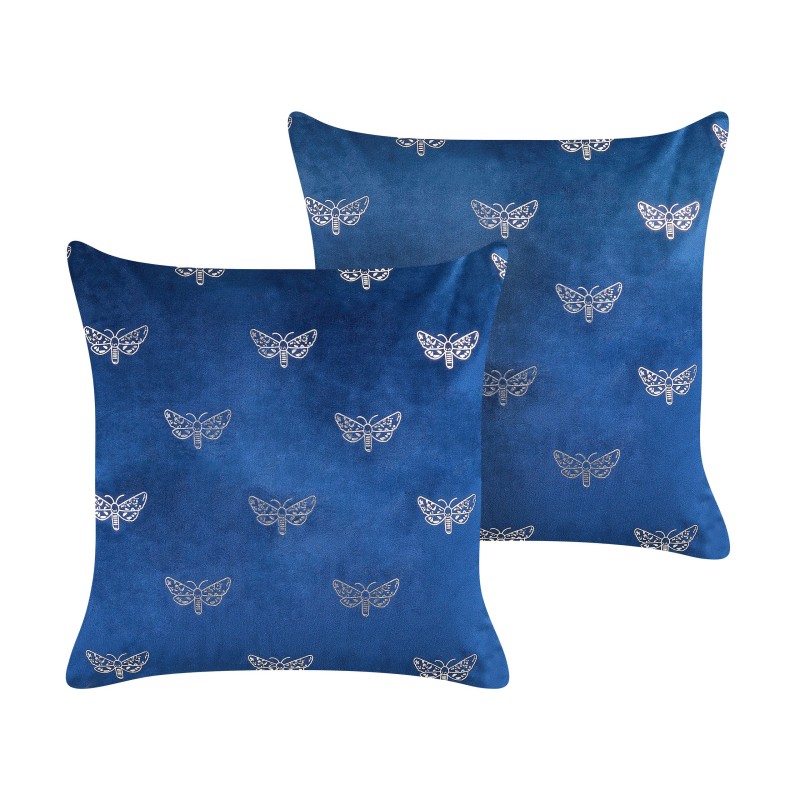 Zestaw 2 poduszek dekoracyjnych YUZURI Welur 45 x 45 cm Granatowy Wzór zwierzęcy
