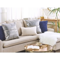 Poduszka dekoracyjna OUJDA Bawełna 50 x 50 cm Srebrny Wzór geometryczny