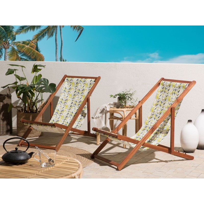 Zestaw 2 wymiennych tkanin do leżaków ogrodowych ANZIO/AVELLINO 44 x 134 cm Żółty