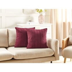 Zestaw 2 poduszek dekoracyjnych CADETIA Bawełna 45 x 45 cm Burgundowy Jednolity