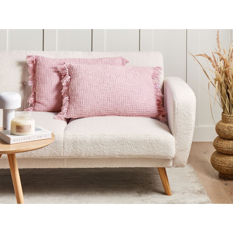 Zestaw 2 poduszek dekoracyjnych TANSY Bawełna 40 x 60 cm Różowy Jednolity