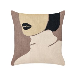 Zestaw 2 poduszek dekoracyjnych SILPHIUM Bawełna 45 x 45 cm Brązowy Wzór abstrakcyjny