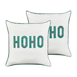 Zestaw 2 poduszek dekoracyjnych JOYCANDY Bawełna 45 x 45 cm Biały Wzór świąteczny