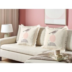 Zestaw 2 poduszek dekoracyjnych WATTLE 60 x 60 cm Jasnobeżowy Wzór zwierzęcy