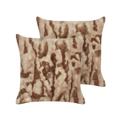 Zestaw 2 poduszek dekoracyjnych BAKIRA Sztuczne futro 45 x 45 cm Brązowy Wzór abstrakcyjny