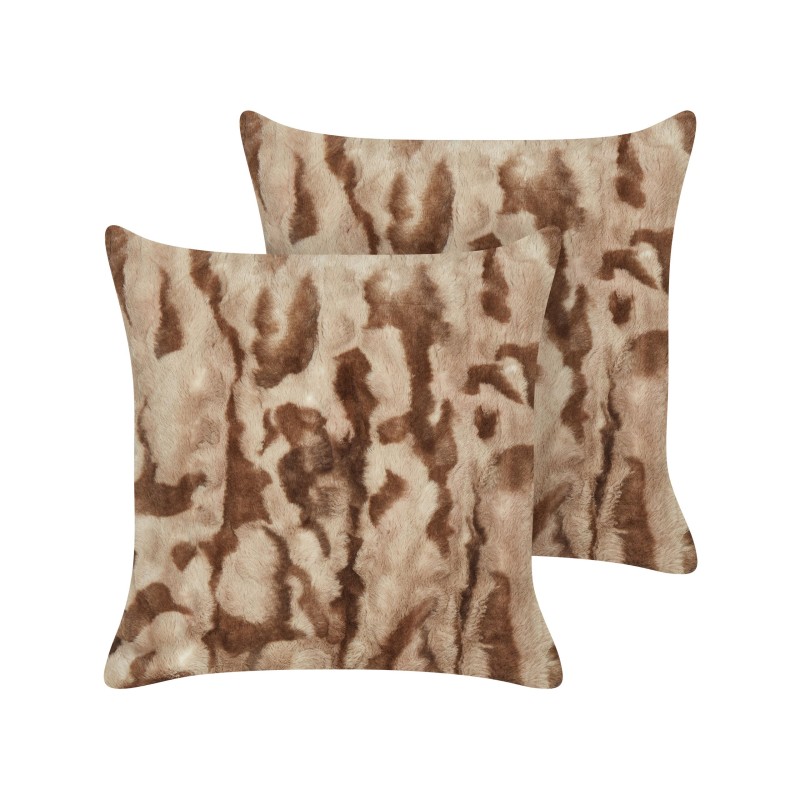 Zestaw 2 poduszek dekoracyjnych BAKIRA Sztuczne futro 45 x 45 cm Brązowy Wzór abstrakcyjny