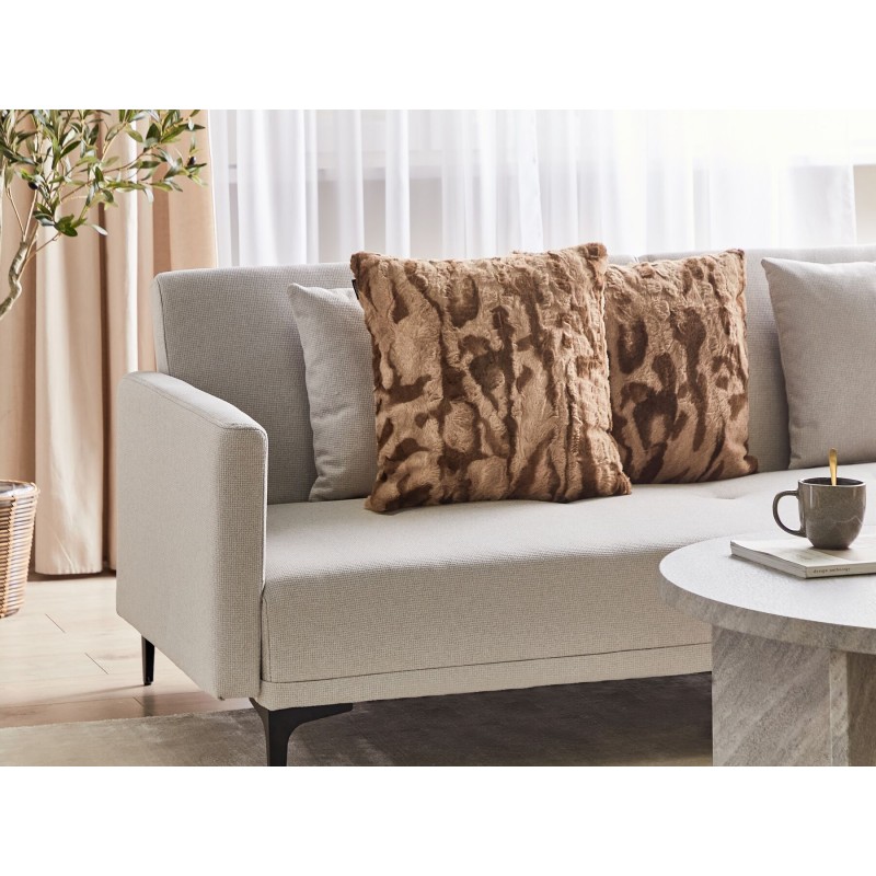 Zestaw 2 poduszek dekoracyjnych BAKIRA Sztuczne futro 45 x 45 cm Brązowy Wzór abstrakcyjny