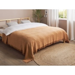 Narzuta na łóżko YERBENT Bawełna 220 x 240 cm Złoty brąz