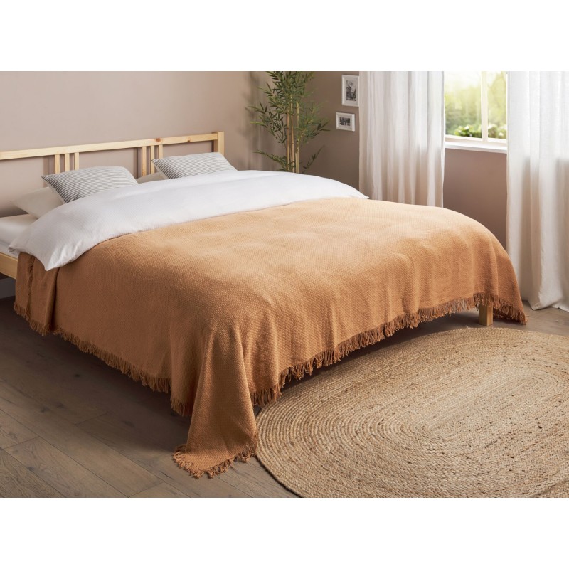 Narzuta na łóżko YERBENT Bawełna 220 x 240 cm Złoty brąz