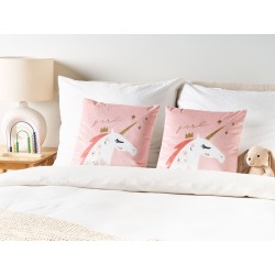 2 welurowe poduszki dla dzieci w jednorożce 45 x 45 cm różowe UNIOLA