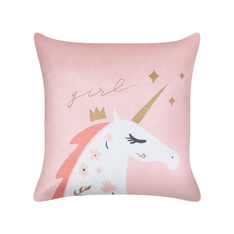 2 welurowe poduszki dla dzieci w jednorożce 45 x 45 cm różowe UNIOLA