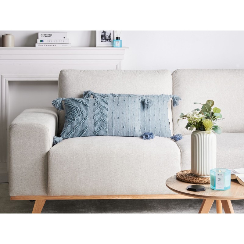 Zestaw 2 poduszek dekoracyjnych VALVARIA Bawełna 30 x 50 cm Niebieski Wzór zygzak