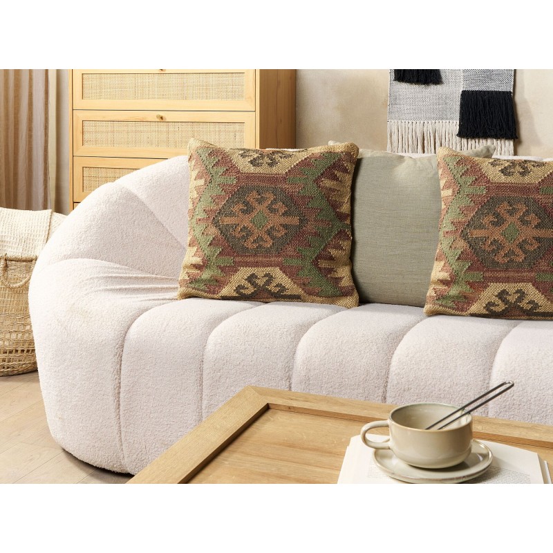 Zestaw 2 poduszek dekoracyjnych CUMBUM Juta 45 x 45 cm Brązowy Wzór orientalny