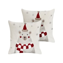 2 poduszki welurowe motyw świąteczny 45 x 45 cm białe JELLIES