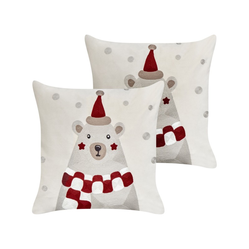 2 poduszki welurowe motyw świąteczny 45 x 45 cm białe JELLIES