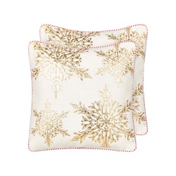 Zestaw 2 poduszek dekoracyjnych STAPELIA Bawełna 45 x 45 cm Biały Wzór świąteczny