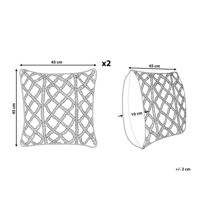Zestaw 2 poduszek dekoracyjnych GOREME Boucle 45 x 45 cm Niebieski Wzór geometryczny