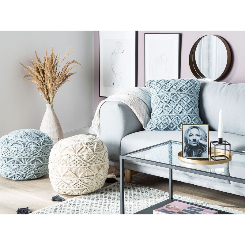 Zestaw 2 poduszek dekoracyjnych GOREME Boucle 45 x 45 cm Niebieski Wzór geometryczny