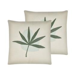 Zestaw 2 poduszek dekoracyjnych DAVALLIA 45 x 45 cm Zielony Wzór roślinny