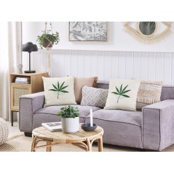 Zestaw 2 poduszek dekoracyjnych DAVALLIA 45 x 45 cm Zielony Wzór roślinny